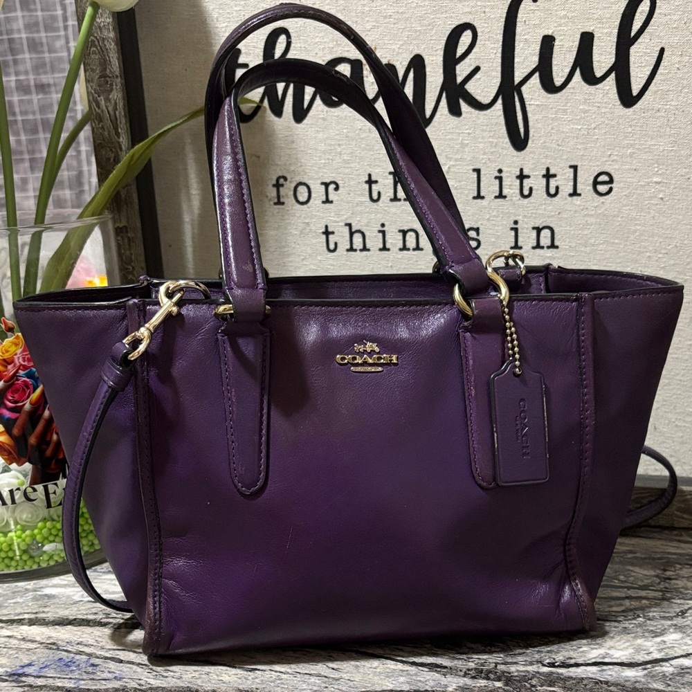 Coach Deep Purple Leather Tote